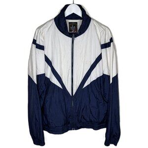 Vintage 90s Team USA Olympic Windbreaker Track Jacket, White & Blue, Size Large